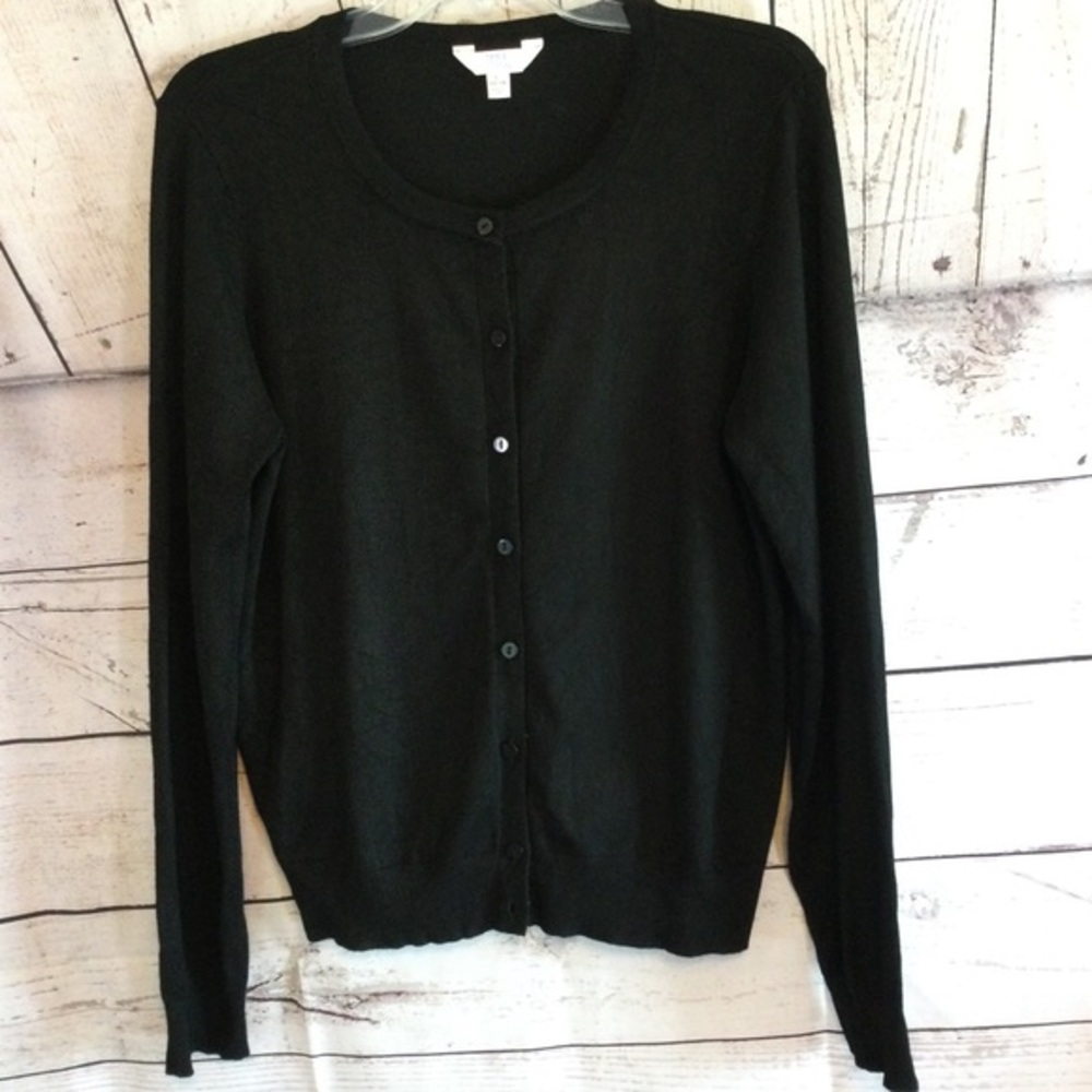 AGB Sweater Black Button-Up Cardigan Size Large